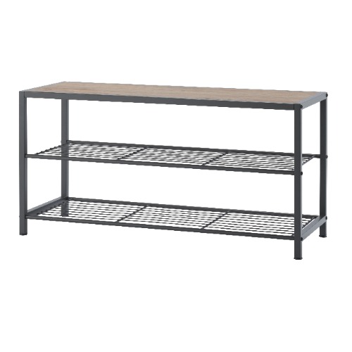 Photo of TRINITY Shoe Bench w/ Wire Shelves - Dark Gray