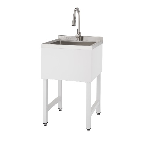 Photo of TRINITY Basics Stainless Steel Utility Sink w/ Pull-Out Faucet