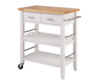 Photo of Wood Kitchen Cart with Drawers and Tray - White