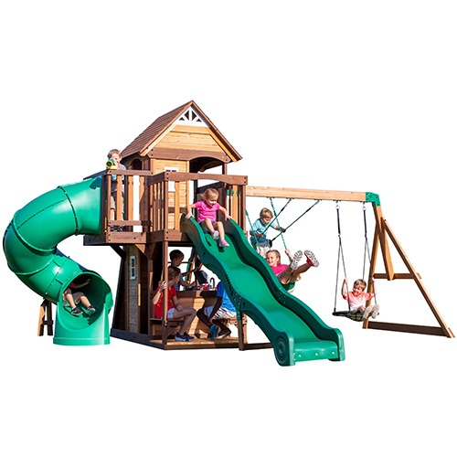 Photo of Cedar Cove Wooden Swing Set with Tube Slide (EU, UK)