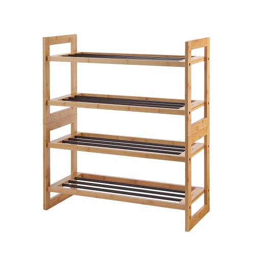 Photo of TRINITY Bamboo and Metal Shoe Rack (2 Pack)