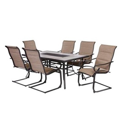 Photo of Crestridge 7-Piece Steel Padded Sling Outdoor Patio Dining Set in Putty Taupe