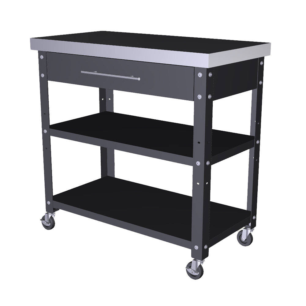TRINITY 36 in METAL PREP CART W/ STAINLESS STEEL TOP