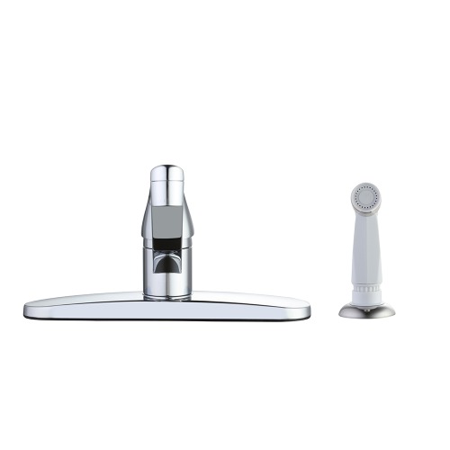 Photo of Single-Handle Standard Kitchen Faucet in Chrome with White Side Sprayer