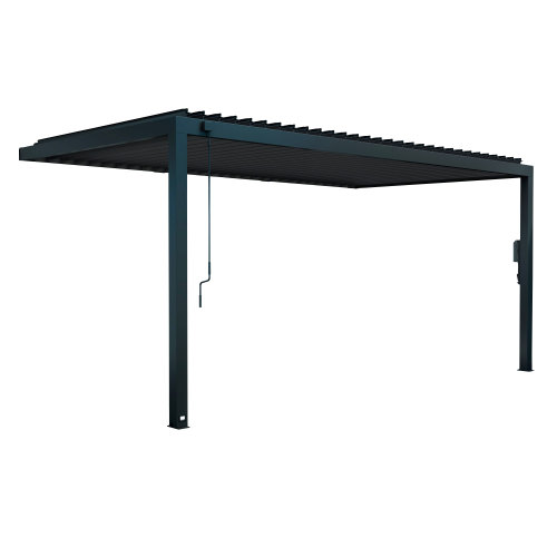 Evanston- 18 x 10  Steel Wall-Mounted Louvered Pergola
