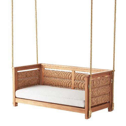 Photo of Teak and Wicker Porch Swing