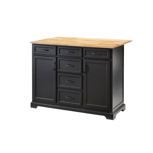 Photo of Ivory Wood Kitchen Island with Butcher Block in Natural (47.75 in. W x 36 in. H)