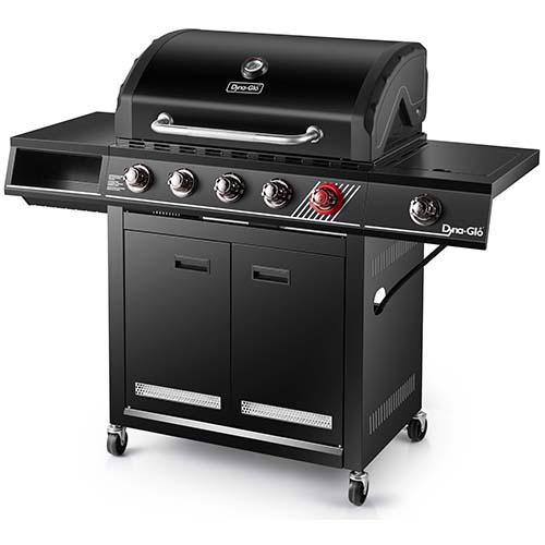 Photo of 5-Burner LP Gas Grill in Matte Black with Side Burner and SearPLUS Burner