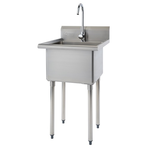 Photo of TRINITY BASICS STAINLESS STEEL UTILITY SINK W/FAUCET