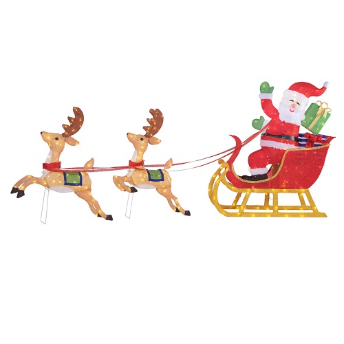 Photo of 8.5 ft Yuletide Lane Giant-Sized LED Santa's Sleigh with Reindeer