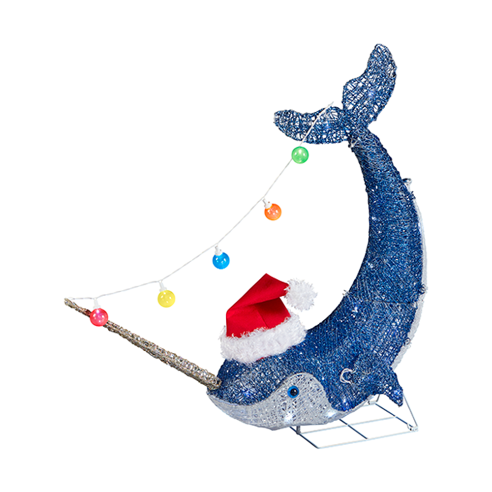 Photo of 39 in. Christmas Narwhal in Santa Hat