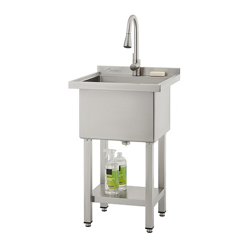TRINITY STAINLESS STEEL UTILITY SINK W/ PULL-OUT FAUCET