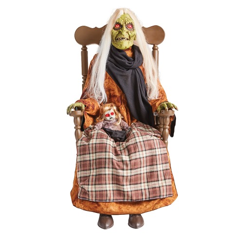 Photo of 4 ft. Animated LED Rocking Chair Babysitting Witch