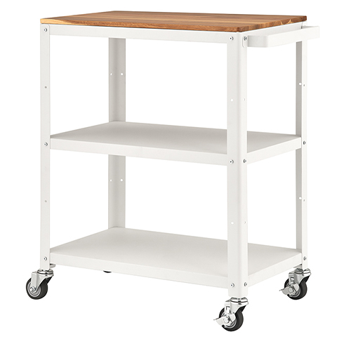 TRINITY  3-Tier Metal Kitchen Cart  w/ Acacia Top