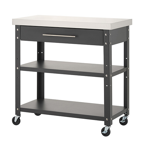TRINITY® 36 in METAL PREP CART W/ STAINLESS STEEL TOP, DRAWER AND COVER