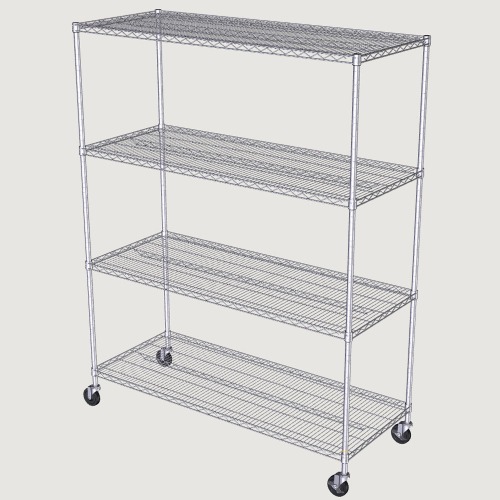 Photo of TRINITY BASICS® 4-Tier NSF Wire Shelving Rack w/Wheels