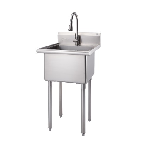 Photo of TRINITY STAINLESS STEEL UTILITY SINK W/ PULL-OUT FAUCET