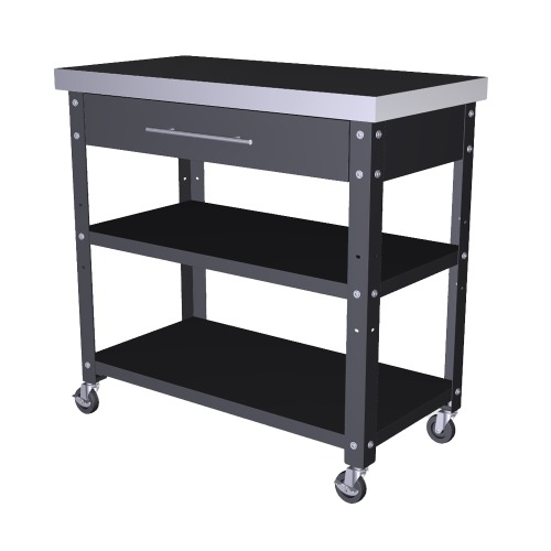 TRINITY 36 in METAL PREP CART W/ STAINLESS STEEL TOP