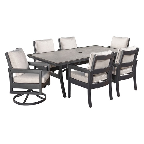 Photo of Fairchild 7pc Cushion Dining (2 Swivel) Set - Black