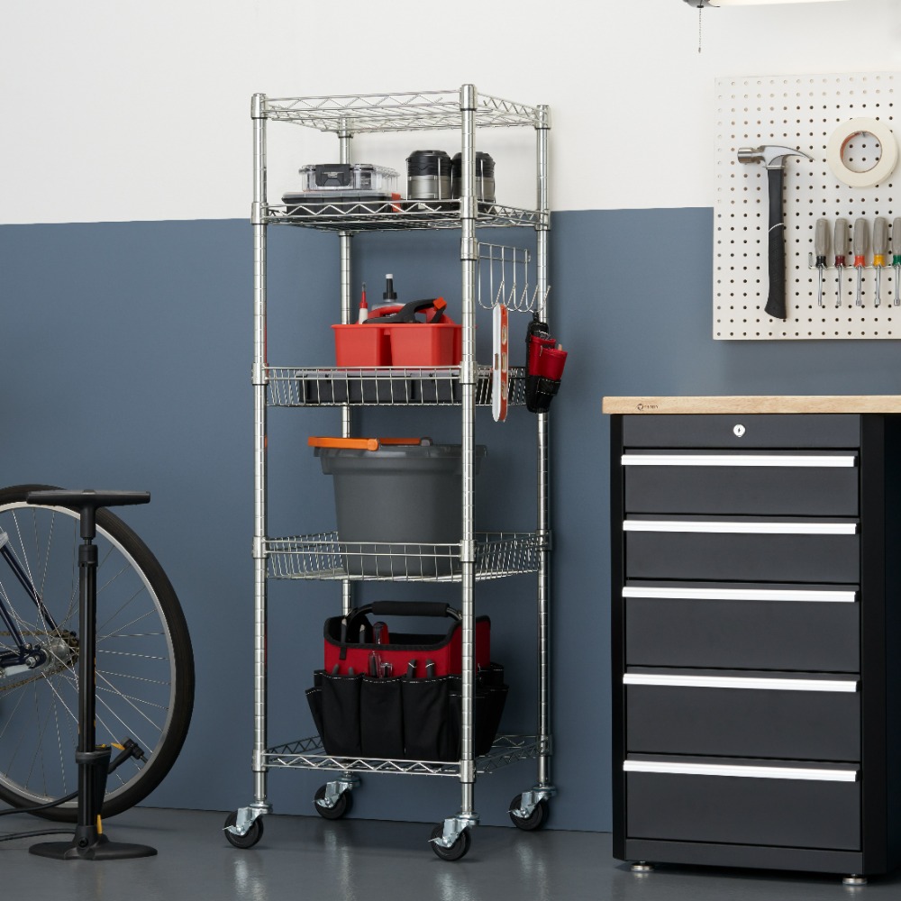 TRINITY 5-Tier Square Rack W/ Wheels