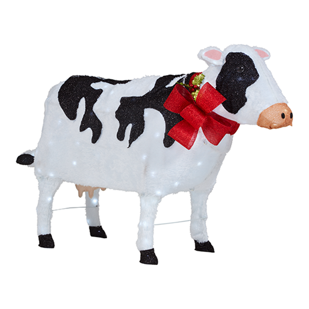 55 in. W Christmas Cow Yard Decoration with LED Lights