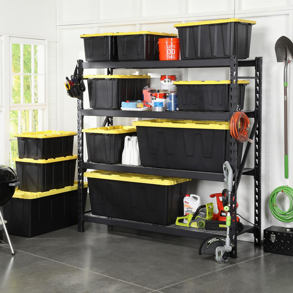 90 in W x 90 in H x 24 in D 5-Shelf Welded Steel Garage Storage Shelving Unit w/ Wire Deck in Black