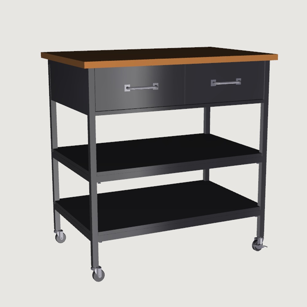 Wood and Metal Kitchen Island on Casters 36in