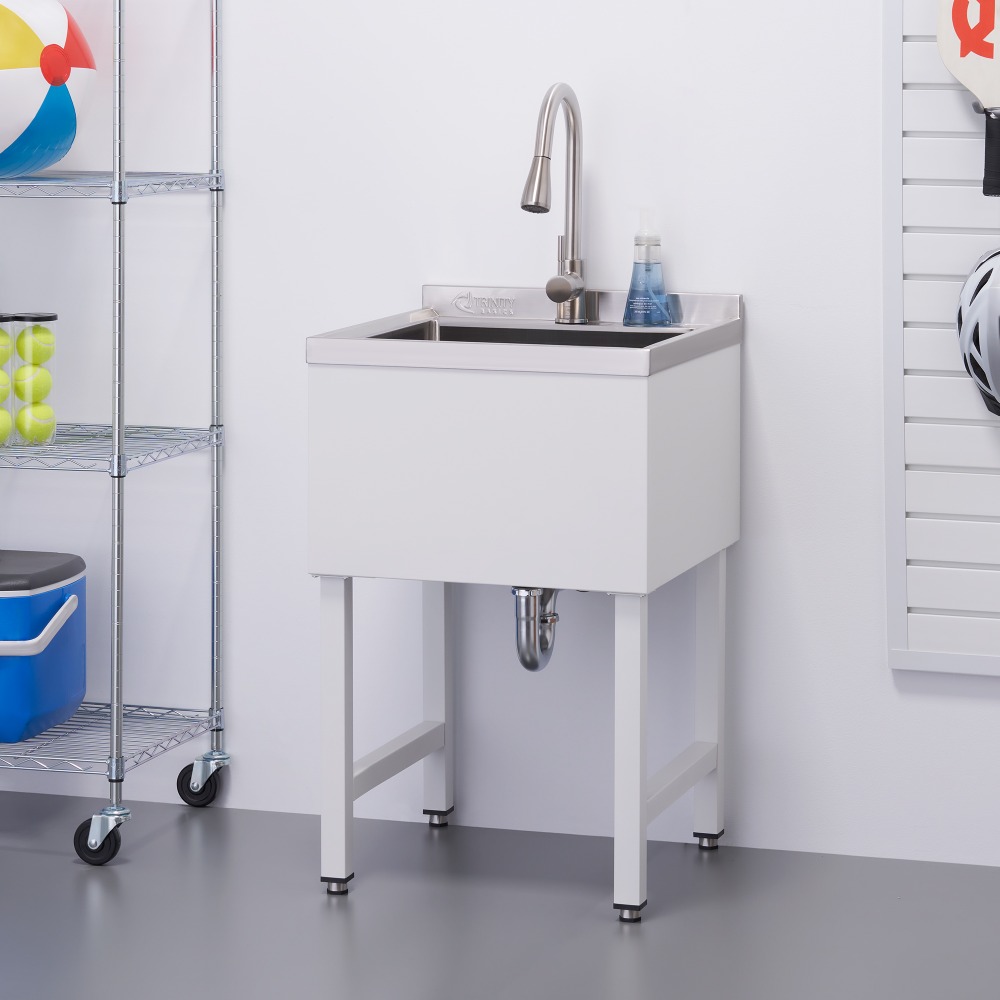 TRINITY Basics Stainless Steel Utility Sink w/ Pull-Out Faucet