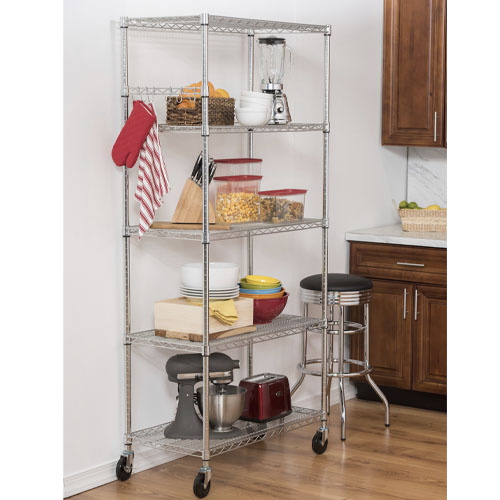 TRINITY EcoStorage 5-Tier Wire Shelving Rack w/ Wheels