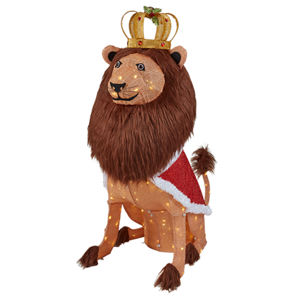 60 in. Life Size Christmas Lion Yard Decoration with LED Lights