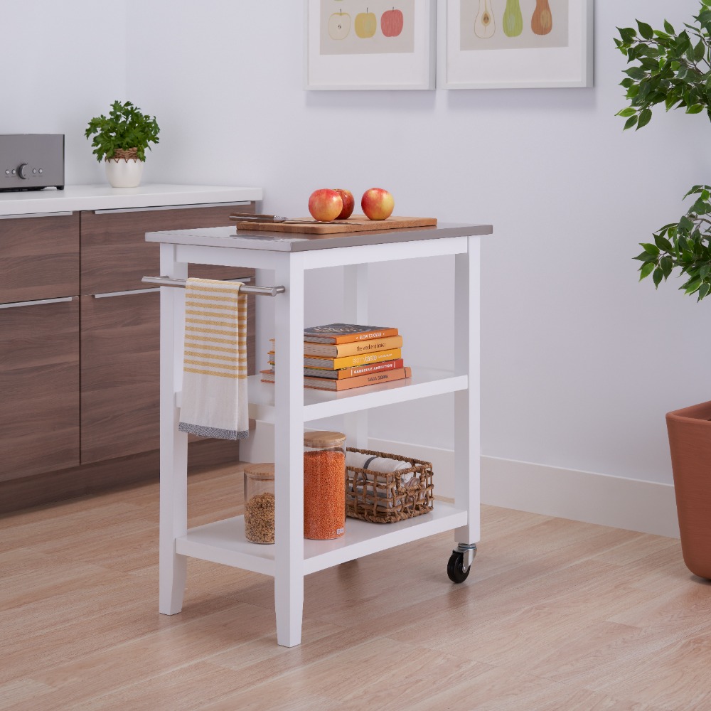 30” x 18” x 35” STAINLESS STEEL TOP KITCHEN CART