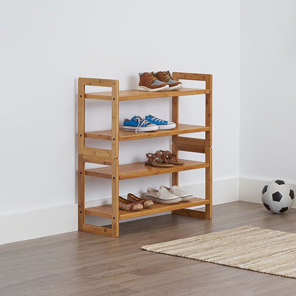 2-Tier Stackable Bamboo Shoe Rack