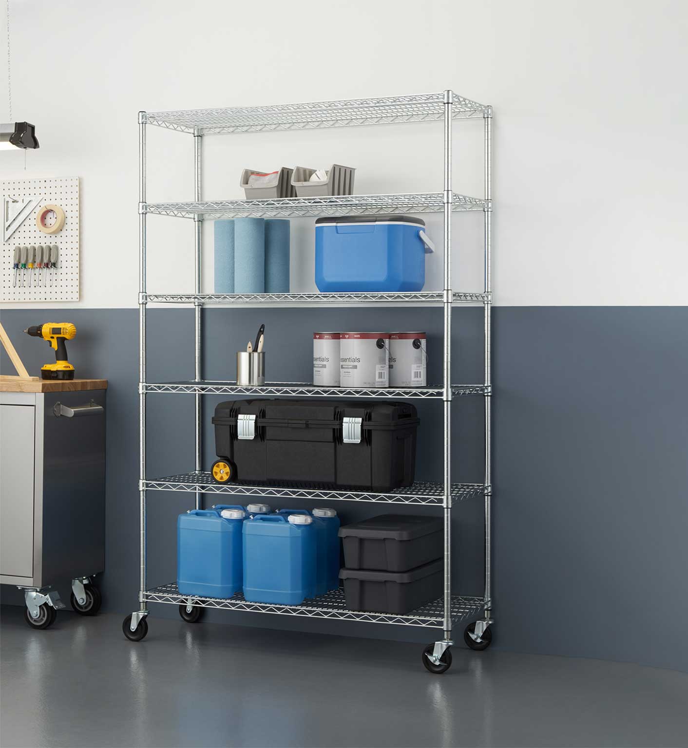 6-Tier NSF Wire Shelving Rack w/Wheels