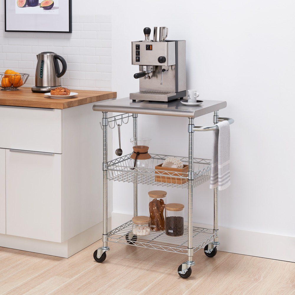 EcoStorage™ NSF  24” Stainless Steel Top Kitchen Cart