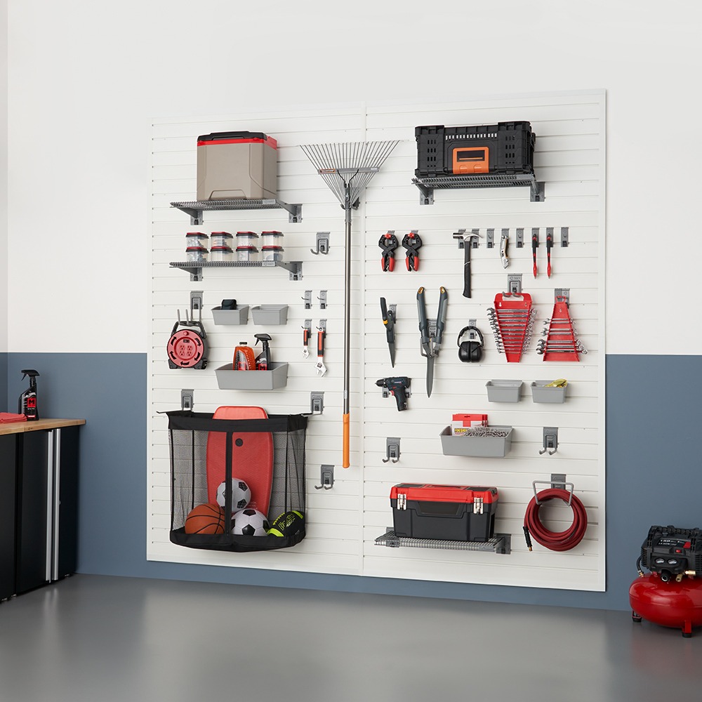 TRINITY 64 sq.ft MODULAR SLATWALL 40-PIECE ACCESSOR ULTIMATE SET - WHITE