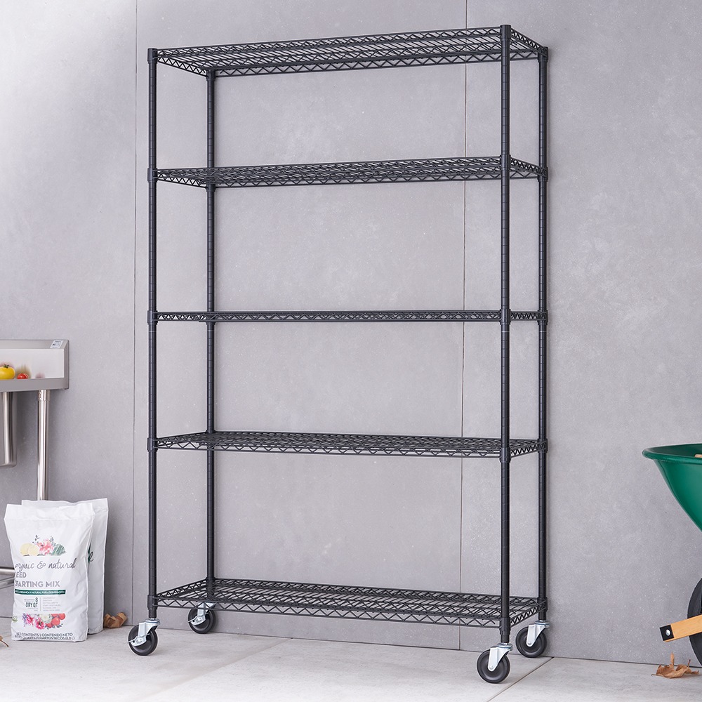 TRINITY 5-Tier NSF 48''x18''x72'' Outdoor Commercial Wire Shelving w/ Wheels