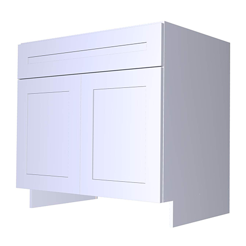 Frameless White Shaker Double Door Sink Base Cabinet