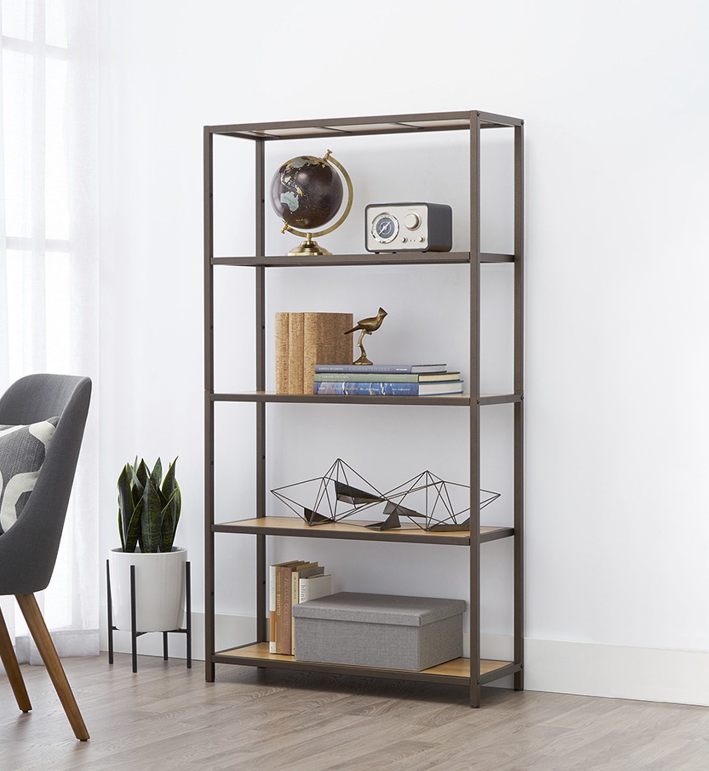 Wood + Metal 5-Tier Rack