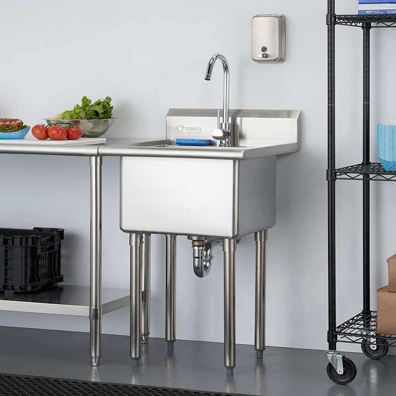 TRINITY BASICS STAINLESS STEEL UTILITY SINK W/FAUCET