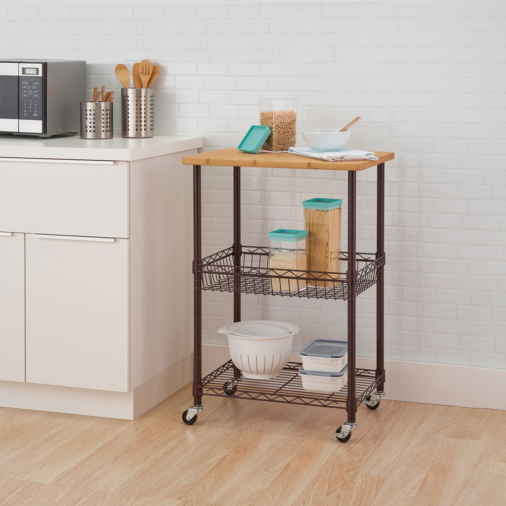 Bamboo Top Kitchen Cart