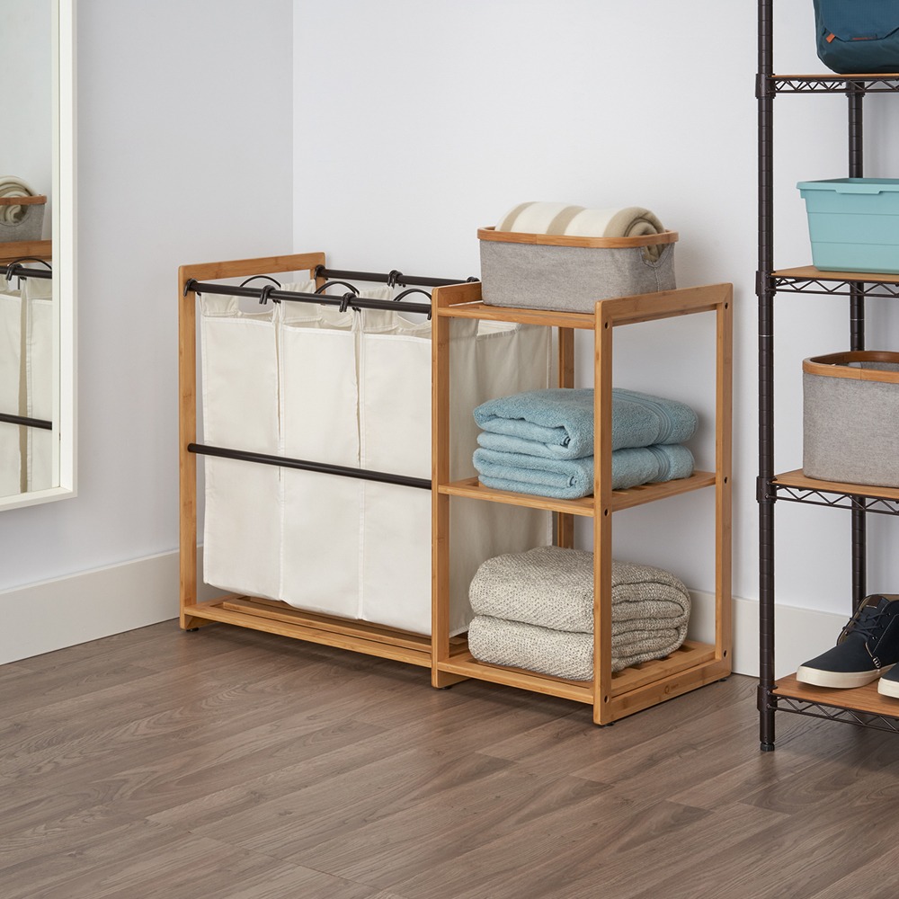 TRINITY 3-Bag Bamboo Laundry Station