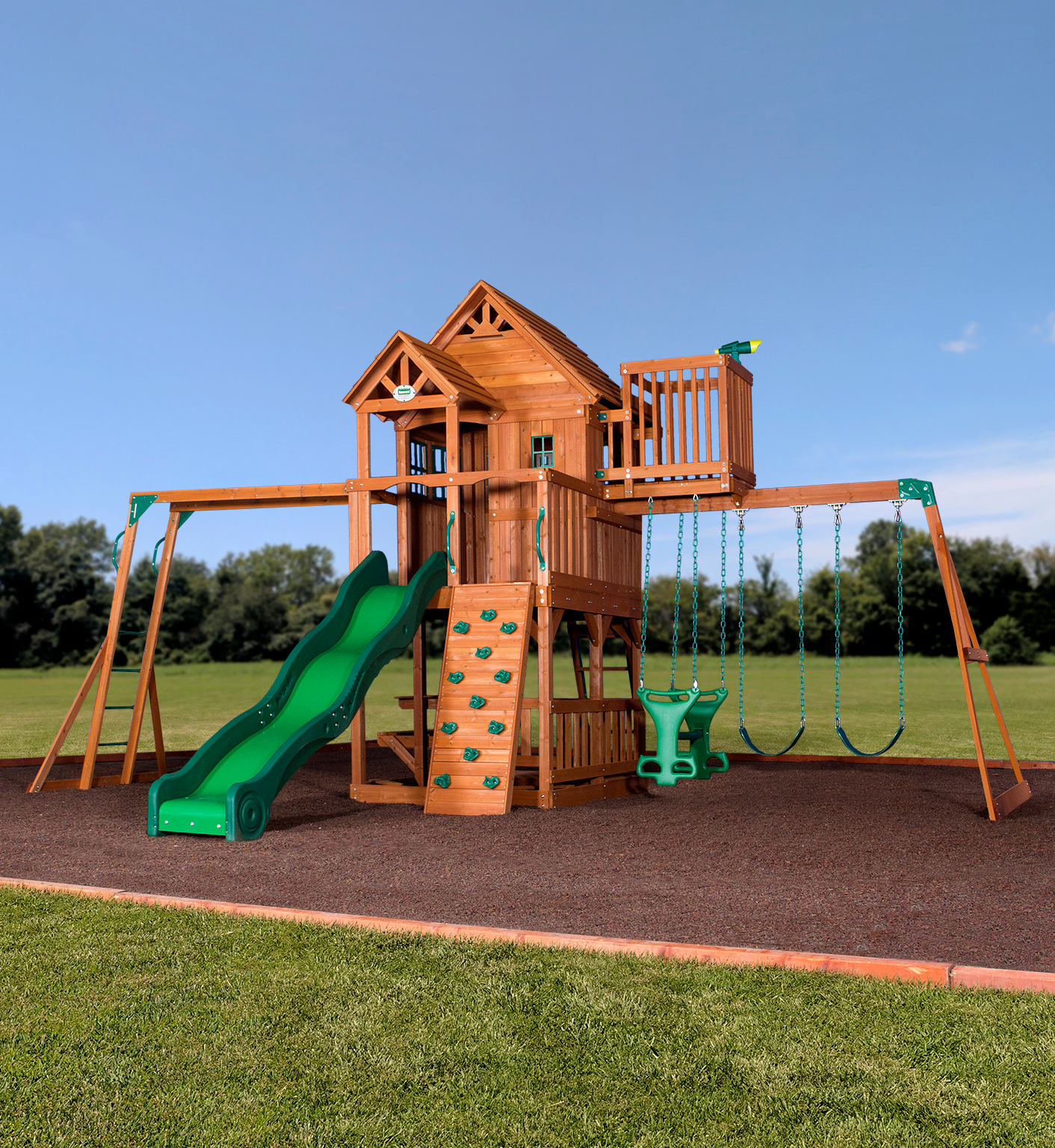 Skyfort II Wooden Swing Set with the Speedy Slide