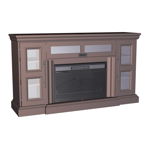 Abigail 60in Media Console Infrared Electric Fireplace in Gray Aged Oak Finish