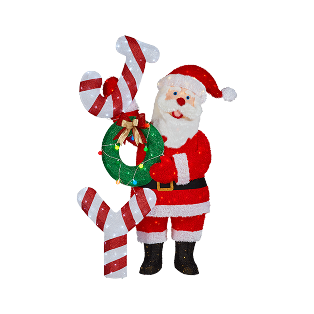 Toasty Tinsel 93 in. Giant Santa with Joy Sign and LED Lights Yard Decoration
