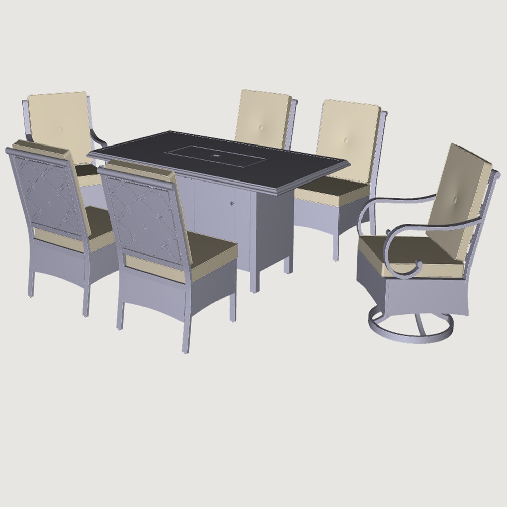 Windsor 7PC Rect Dining w/Fire