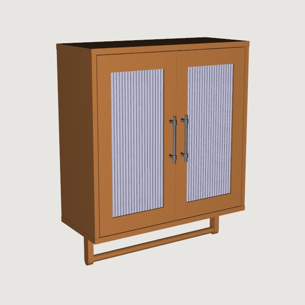 Bathroom Reeded Glass Wall Cabinet