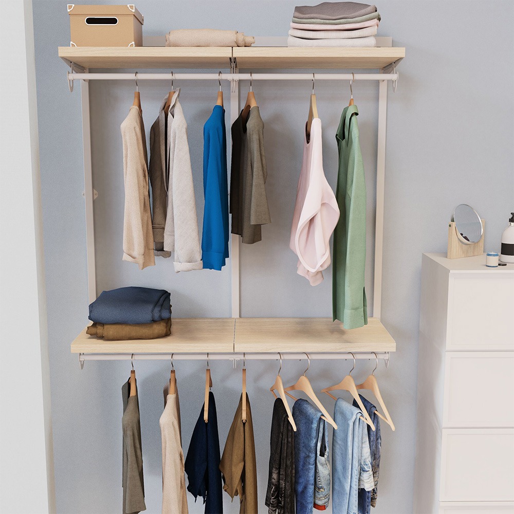 Edda 4ft to 4ft x 16.82 Natural Oak Solid Wood Closet Kit