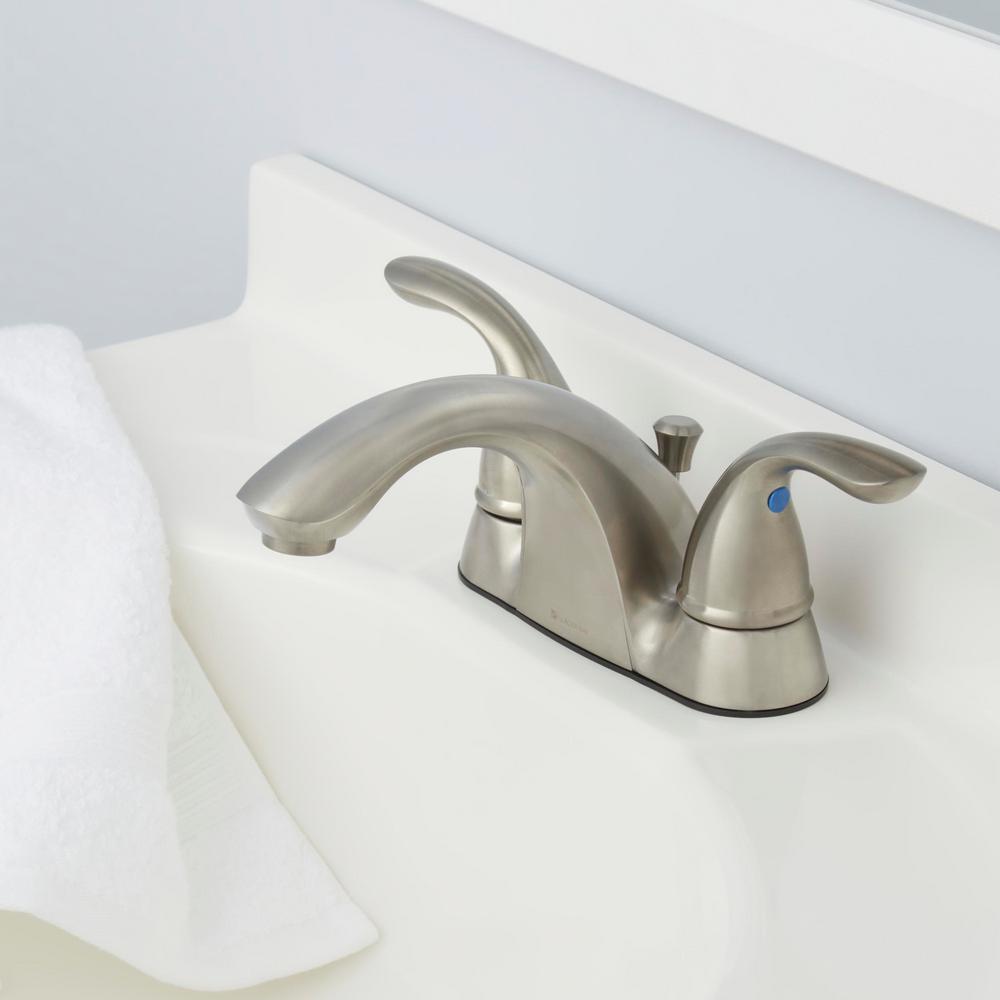 Builders 4 in. Centerset 2-Handle Low-Arc Bathroom Faucet