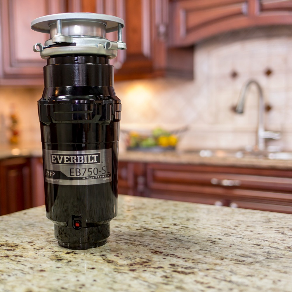 3/4 HP Slim Continuous Feed Garbage Disposal with StainlessSteel Sink Flange and Attached Power Cord