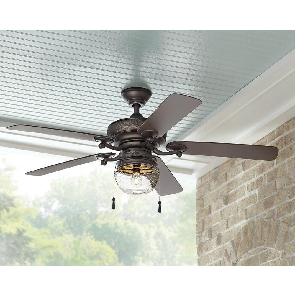 Bromley 52-in LED Indoor/Outdoor Bronze Ceiling Fan with Light Kit